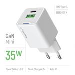 ColorWay 1x USB-C/ sieťová nabíjačka/ GaN/ PD/ PPS/ QC/ 35W/ biela