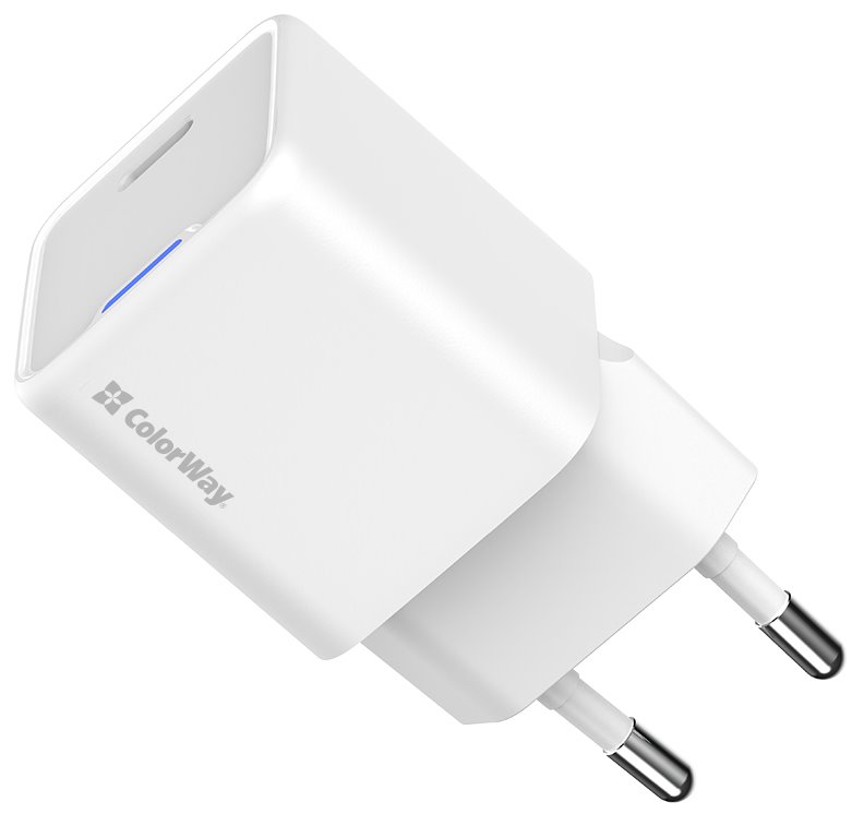 ColorWay 1x USB-C/ síťová nabíječka/ GaN/ PD/ PPS/ 25W, Bílá