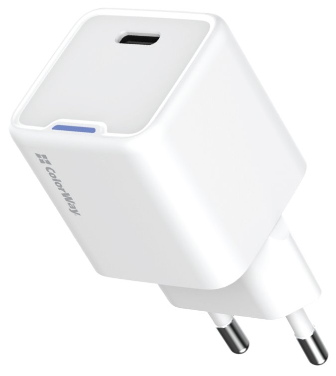 ColorWay 1x USB-C/ síťová nabíječka/ GaN/ PD/ PPS/ 25W/ Bílá