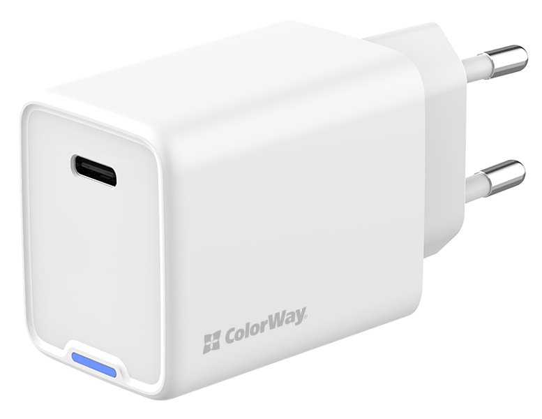 ColorWay 1x USB-C/ síťová nabíječka/ GaN/ PD/ PPS/ 45W/ Bílá