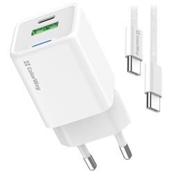 ColorWay 1x USB-C/ síťová nabíječka/ GaN/ PD/ PPS/ QC/ 35W, Bílá