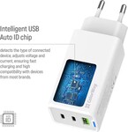 ColorWay 2x USB-C, 1x USB-A/ sieťová nabíjačka/ GaN/ PD/ PPS/ 65W, biela