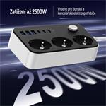 ColorWay CW-CHE36PDB/ 3x Schuko/ 3x USB-C 20 W/ 3x USB-A/ kábel 2 m