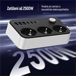 ColorWay CW-CHE36PDB/ 3x Schuko/ 3x USB-C 20W/ 3x USB-A/ kabel 2m