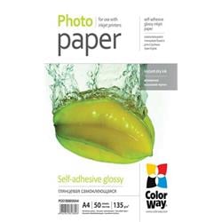 ColorWay fotopapír/ glossy self-adhesive 135g/m2, A4/ 50 kusů