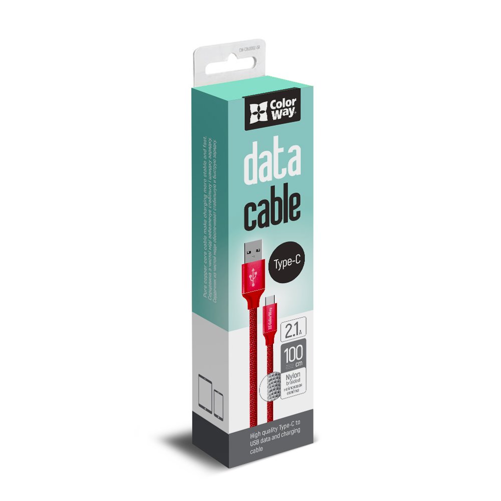 ColorWay USB-C kabel 1m 2.1A, červená