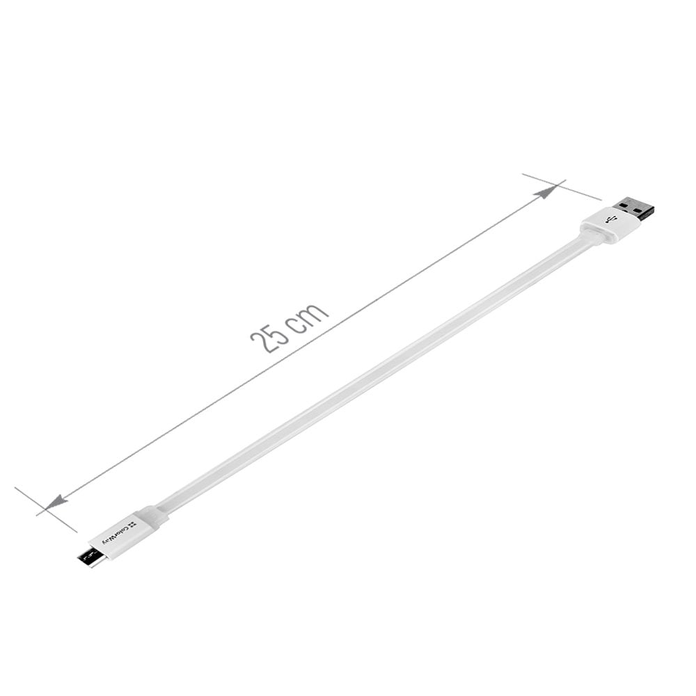 ColorWay USB - microUSB kabel 25cm, plochý, bílá