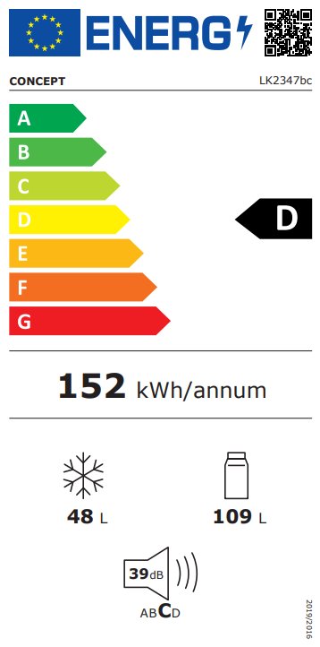 Concept LK2347bc Lednice s mrazákem 109/48 l