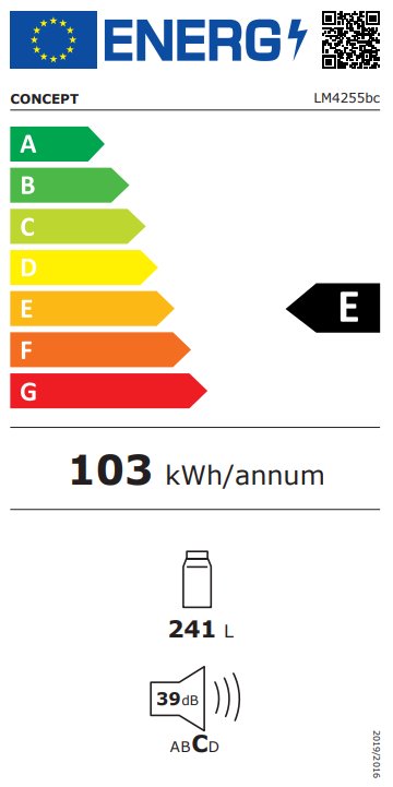 Concept LM4255bc Lednice bez mrazáku 241 l