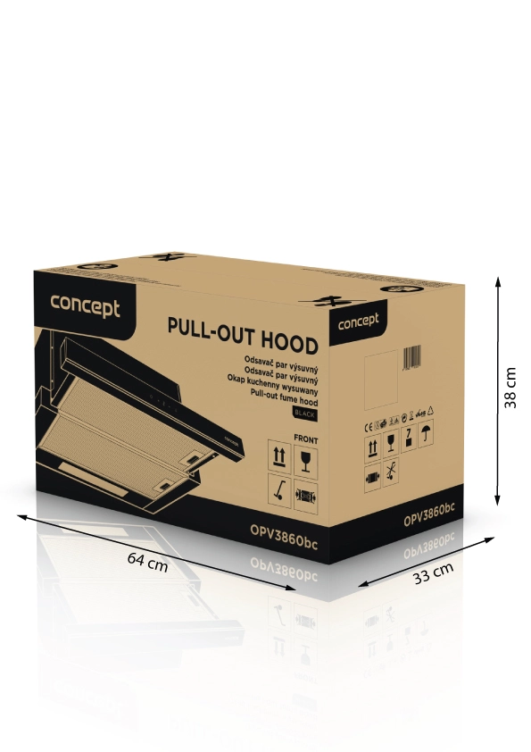Concept OPV3860BC Vestavný odsavač výsuvný Black, 60 cm