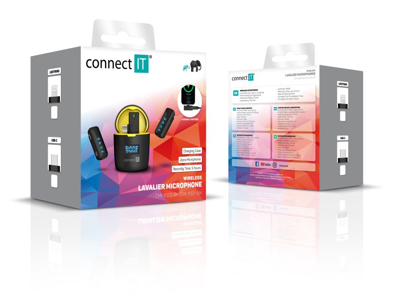 CONNECT IT Bezdrôtový mikrofón ClipMic Pro USB-C set ČIERNY