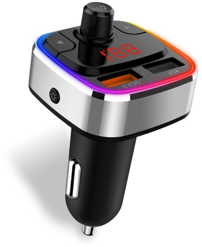 CONNECT IT CarRGB Bezdrôtový FM vysielač, 2xUSB+MicroSD, STRIEBORNÝ