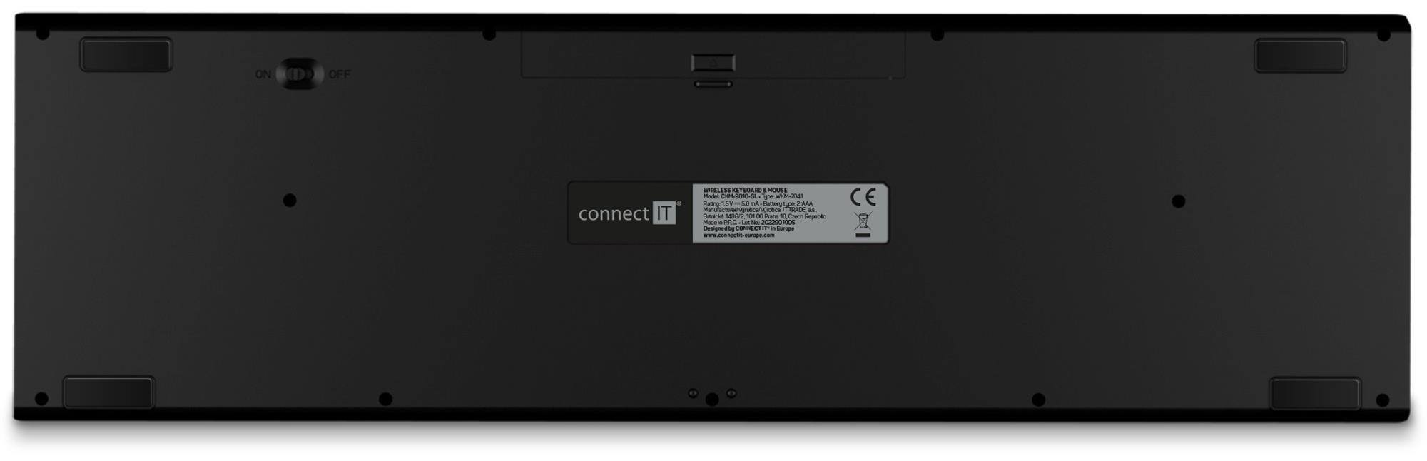 Connect IT Combo bezdrátová stříbrná klávesnice + myš, CZ+SK layout