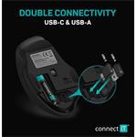 CONNECT IT Dual SmartSwitch bezdrôtová myš, USB-A + C, ČIERNA