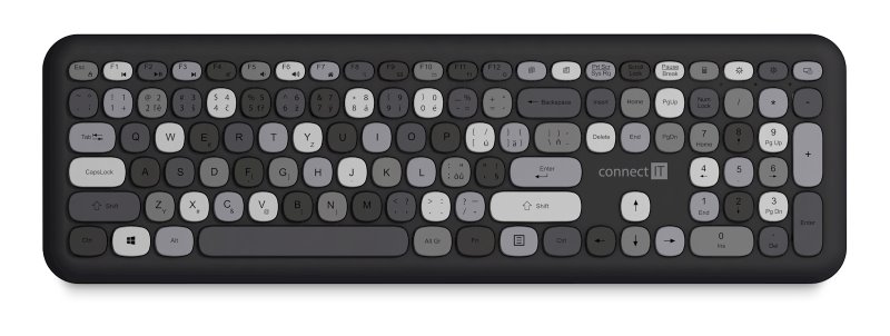 CONNECT IT FASHION combo bezdrátová černo-šedá klávesnice + myš, CZ + SK layout
