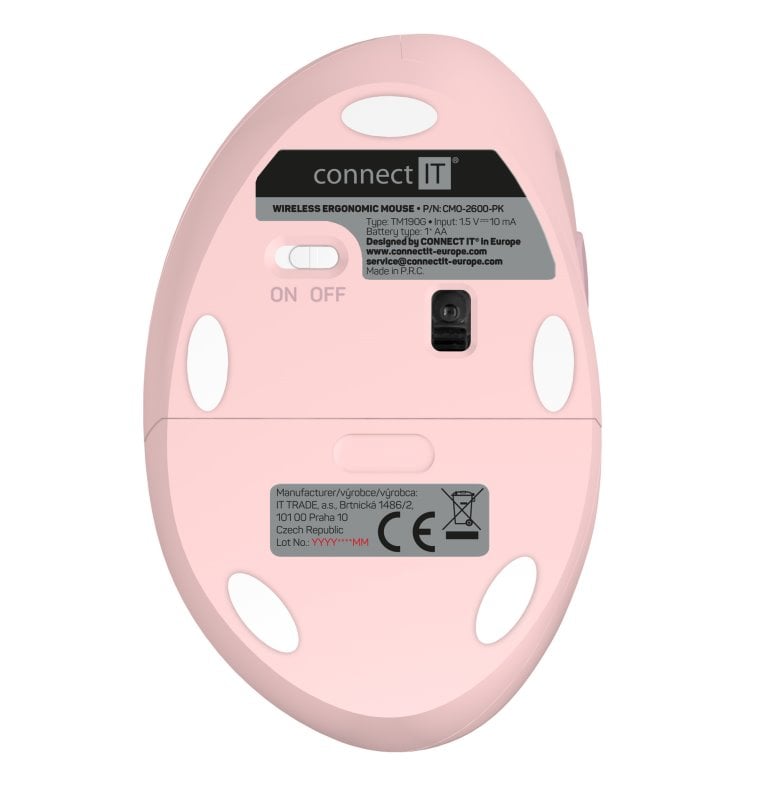 CONNECT IT FOR HEALTH LADIES PINK ergonomická vertikální myš, bezdrátová