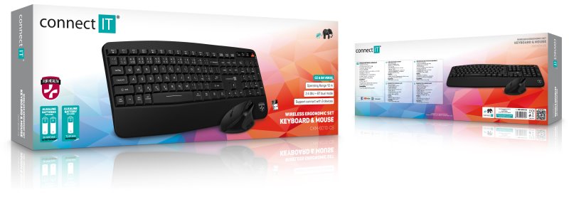 CONNECT IT For Health Wireless Combo bezdrátová černá klávesnice + myš