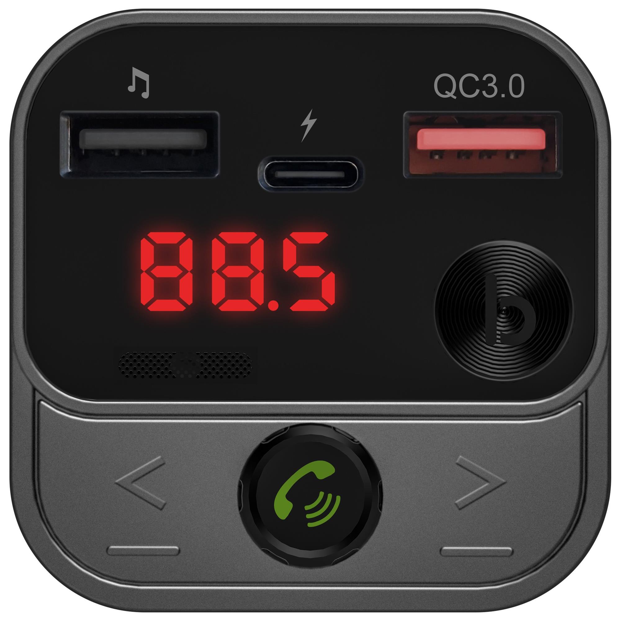 CONNECT IT InCarz Bezdrôtový FM vysielač, 2x USB-A + 1x USB-C, ANTRACITE
