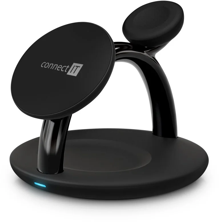 CONNECT IT MultiCharge 3 v 1 MagSafe Wireless Fast Charge bezdrátová nabíječka, ČERNÁ