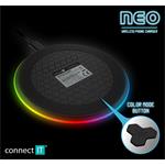 Connect IT NEO QiRGB herná bezdrôtová nabíjačka, 10 W, čierna CWC-3090-BK