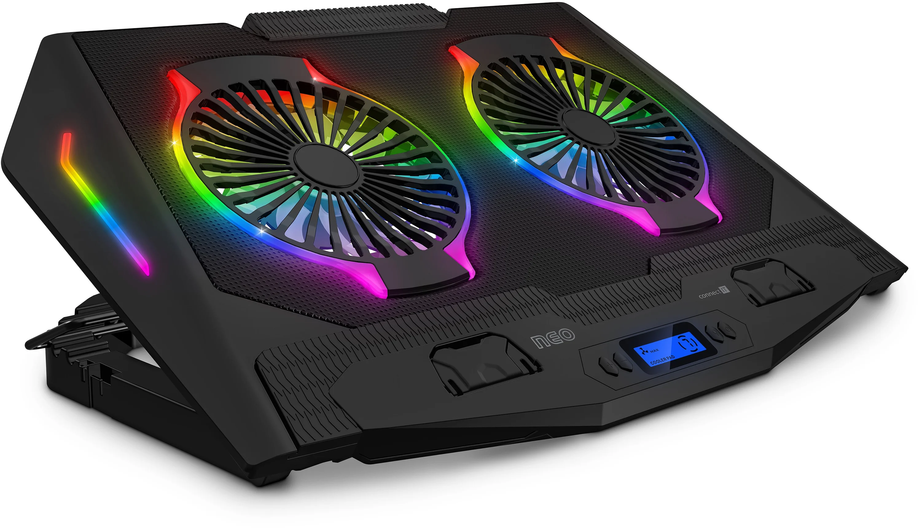 Connect IT NEO RGB chladiaca podložka pod notebook, čierna