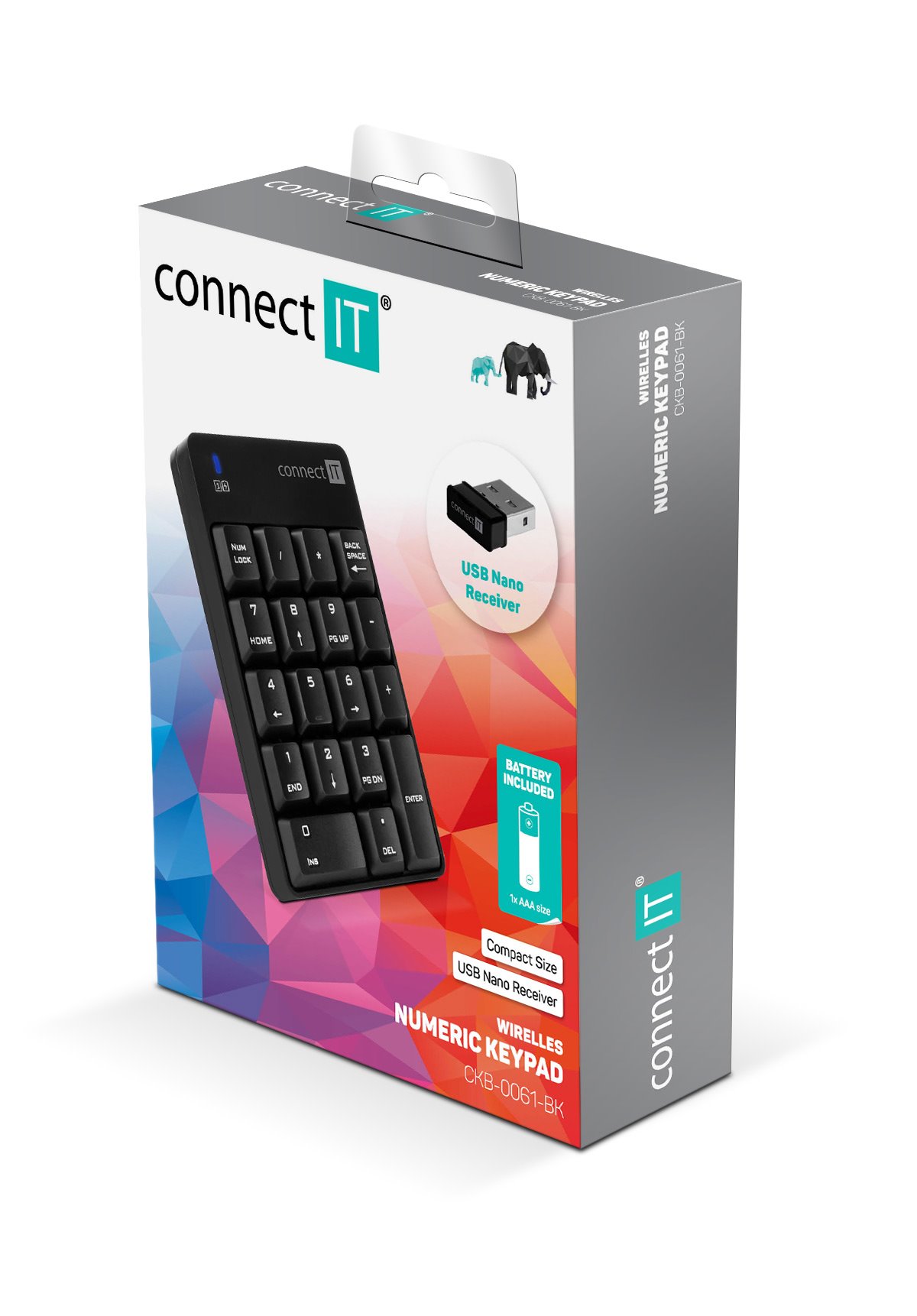 Connect IT NumCALC bezdrôtová numerická klávesnica CKB-0061-BK