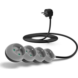 Connect IT prodlužovací kabel 230 V, 4 zásuvky, 3 m, bez vypínače (šedý)