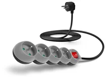 Connect IT prodlužovací kabel 230 V, 4 zásuvky, 3 m, s vypínačem (šedý)