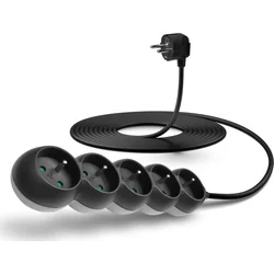Connect IT prodlužovací kabel 230 V, 5 zásuvek, 5 m, bez vypínače (černý)