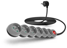 Connect IT prodlužovací kabel 230 V, 6 zásuvek, 5 m, s vypínačem (šedý)