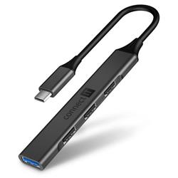 Connect IT USB-C hub, (1xUSB-A 3.0, 3xUSB-A 2.0), externí, antracitový