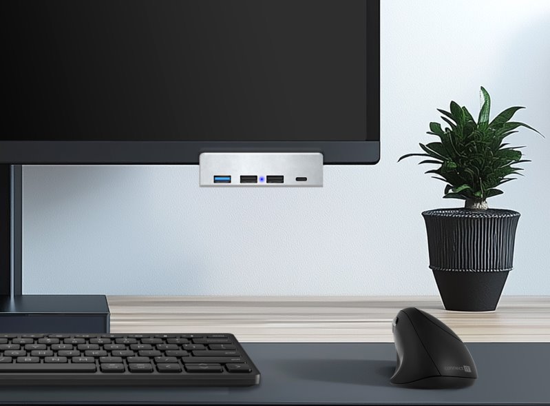 CONNECT IT USB DeskHub 4v1 pre stolný počítač, strieborná