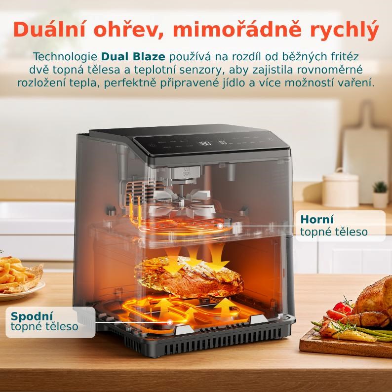Cosori Dual Blaze 6.4L SMART + 5x špíz a gril. rošt, černá