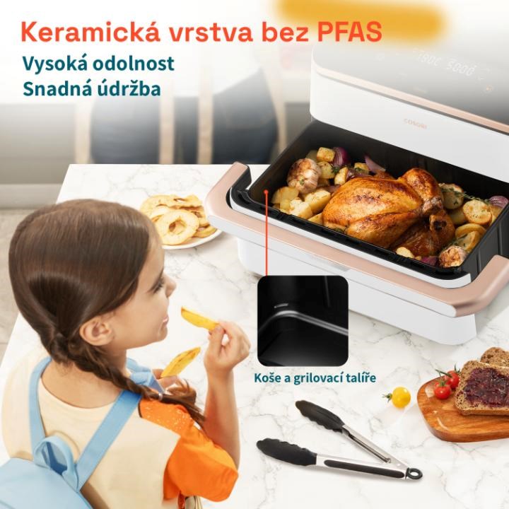 Cosori Dual Blaze TwinFry, keramika, biela