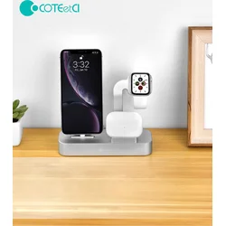 COTEetCI Base29 Nabíjacia stanica 3v1 pre Apple iPhone, hodinky Watch a AirPods/Pro strieborná