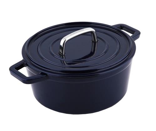 CS Solingen Liatinový okrúhly pekáč s vekom so smaltovaným povrchom ALPEN, 24 cm, modrý