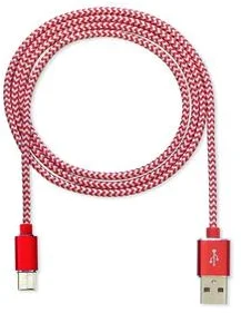 CUBE1 nylon datový kabel USB > USB-C, 1m, Red