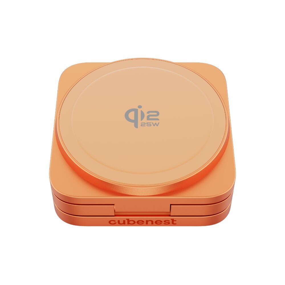 Cubenest 3v1 Qi2.2 Skladacia bezdrôtová magnetická nabíjačka SQ312 Ultra Orange
