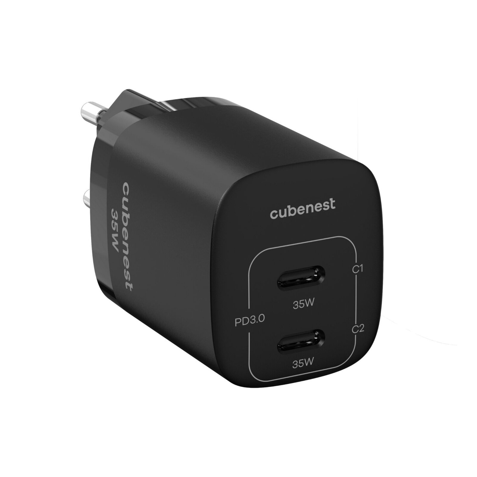 Cubenest PD GaN adaptér 35W S2D1 - čierny