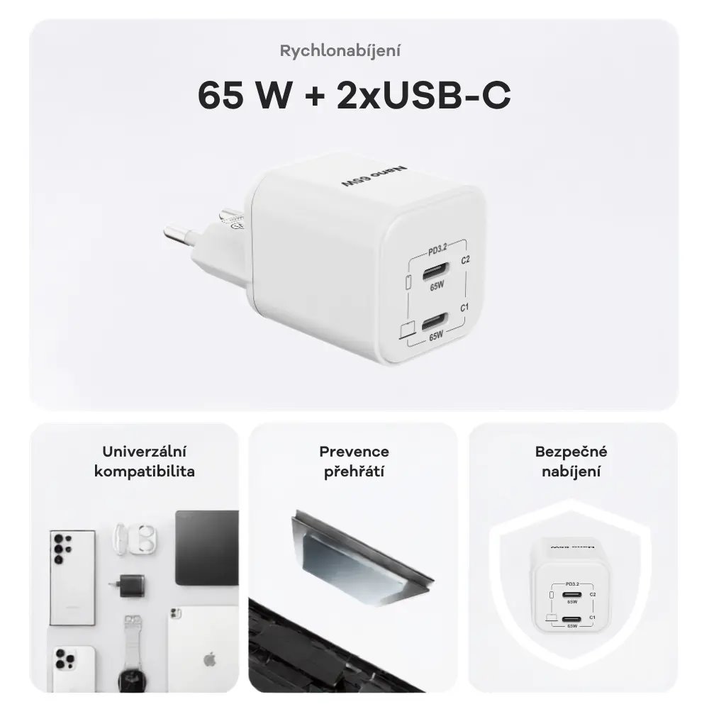 Cubenest PD Nano adaptér 65 W N2D65 biely