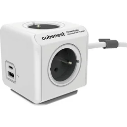 Cubenest PowerCube Extended USB A+C PD 20 W 1,5 m - sivá