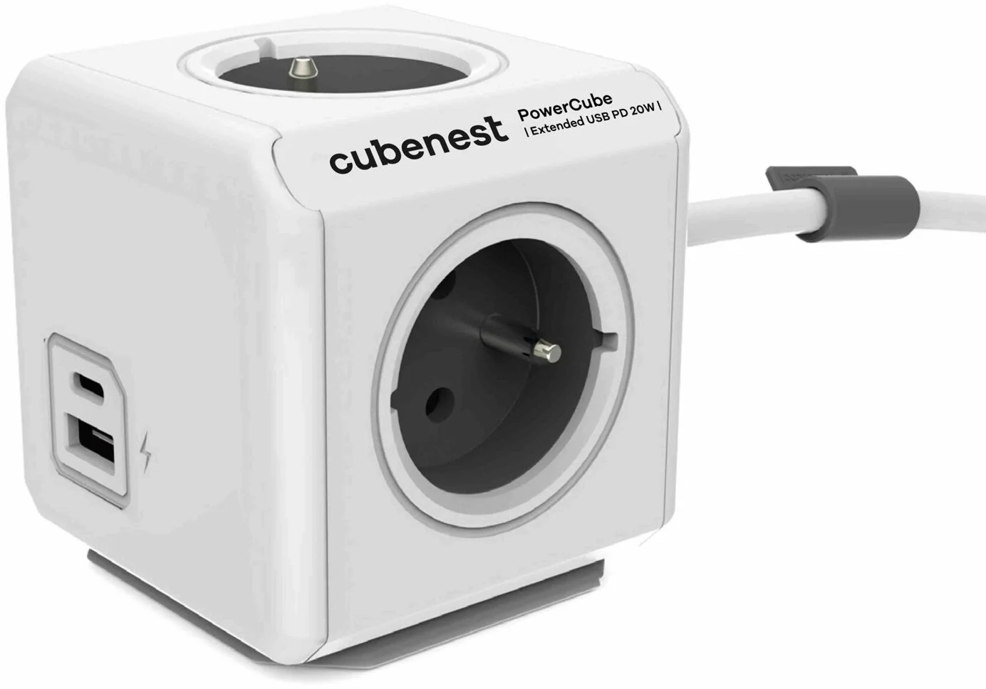 Cubenest PowerCube Extended USB A+C PD 20 W 3 m - sivá