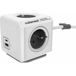 Cubenest PowerCube Extended USB A+C PD 20 W 3 m - sivá