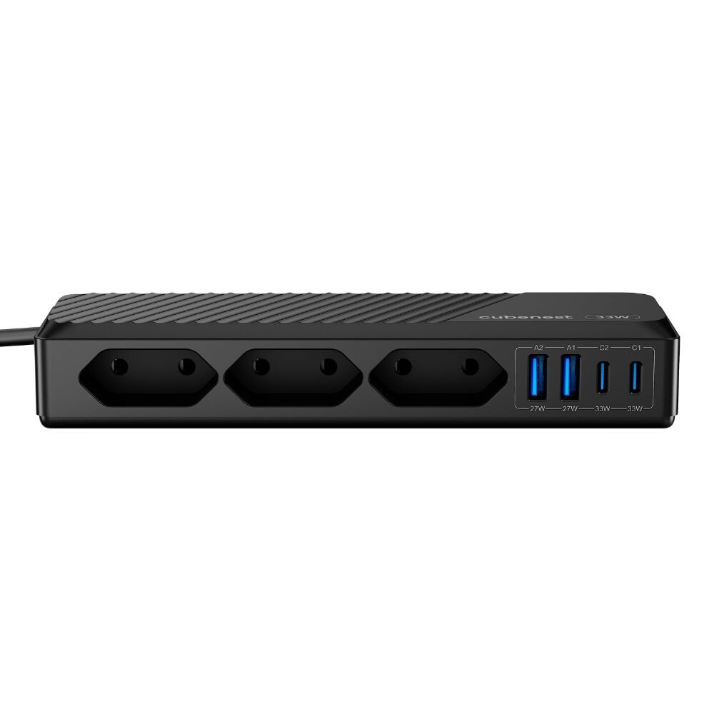 Cubenest PowerStrip SlimLine 2xUSB-A + 2x USB-C 33W Black
