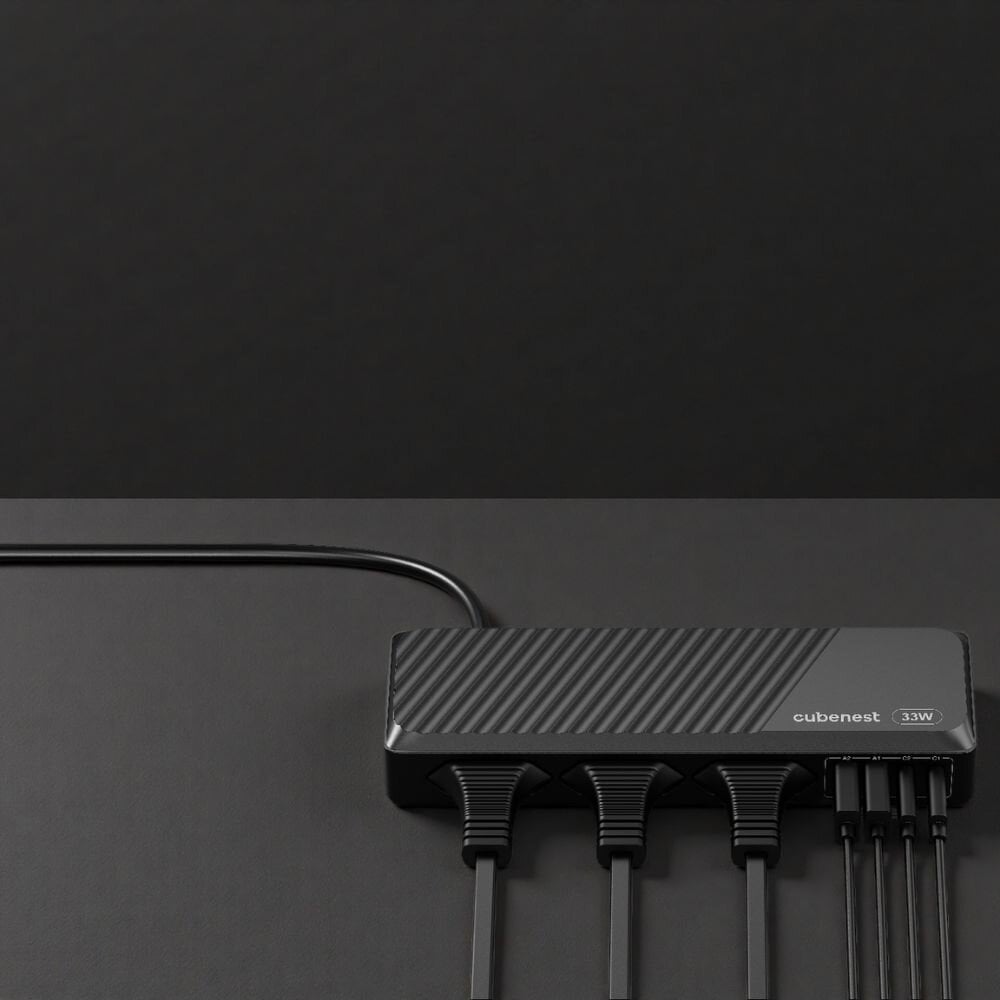 Cubenest PowerStrip SlimLine 2xUSB-A + 2x USB-C 33W čierny