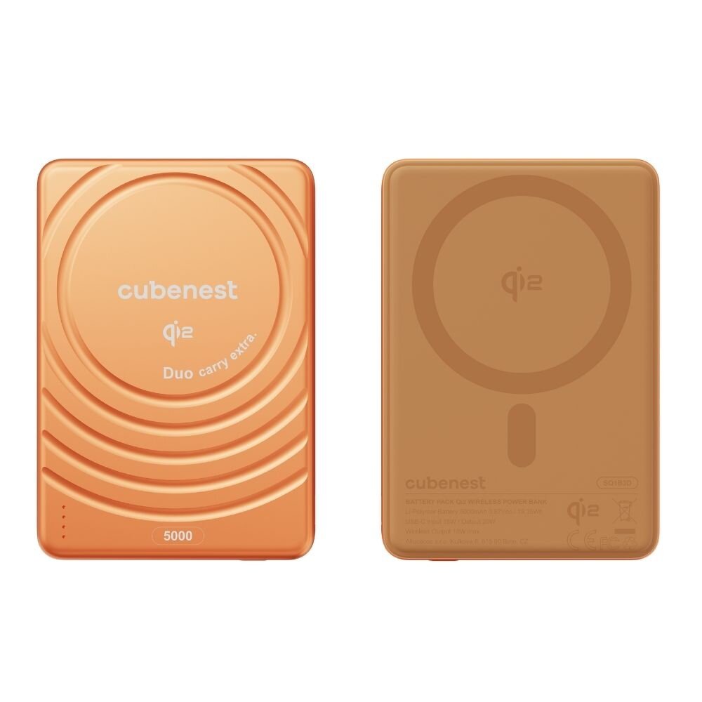 Cubenest Qi2 Magnetická bezdrátová powerbanka SlimDual 5000 mAh SQ1B3D - oranžová