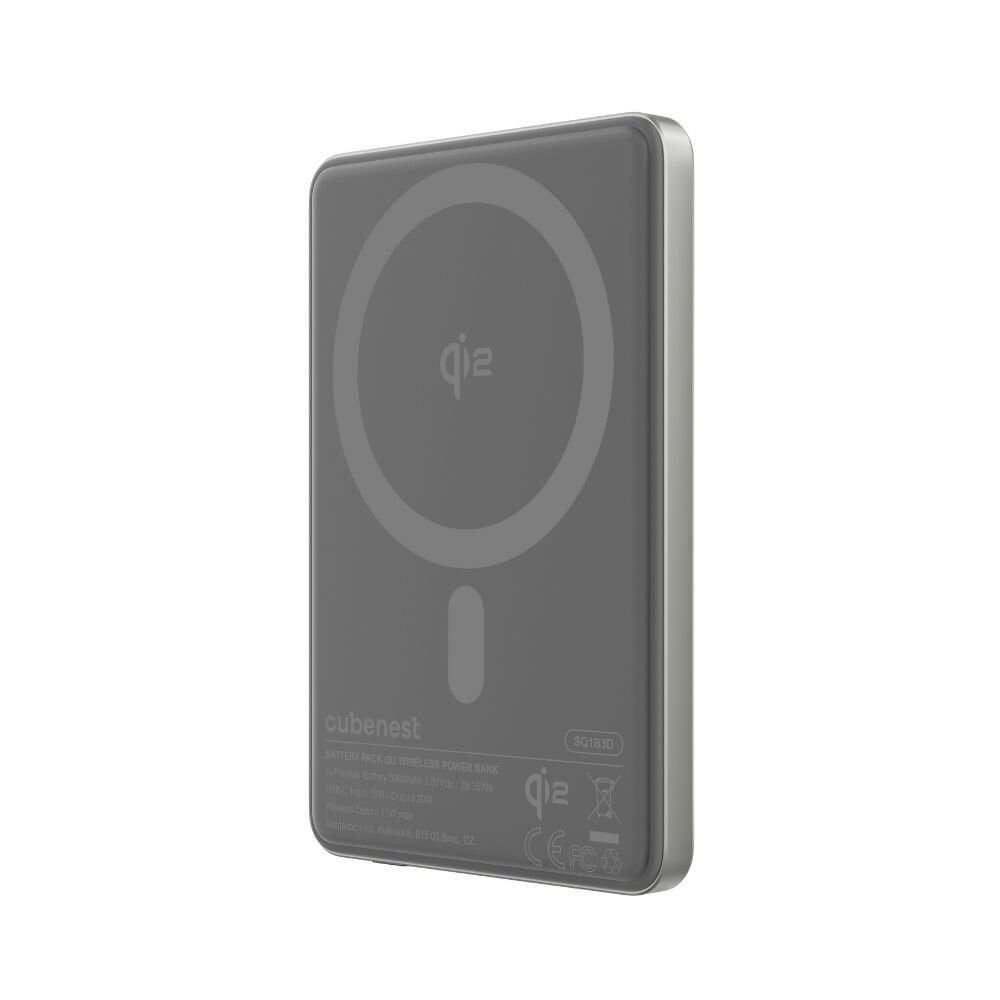 Cubenest Qi2 Magnetická bezdrôtová powerbanka SlimDual 5000 mAh SQ1B3D – strieborná