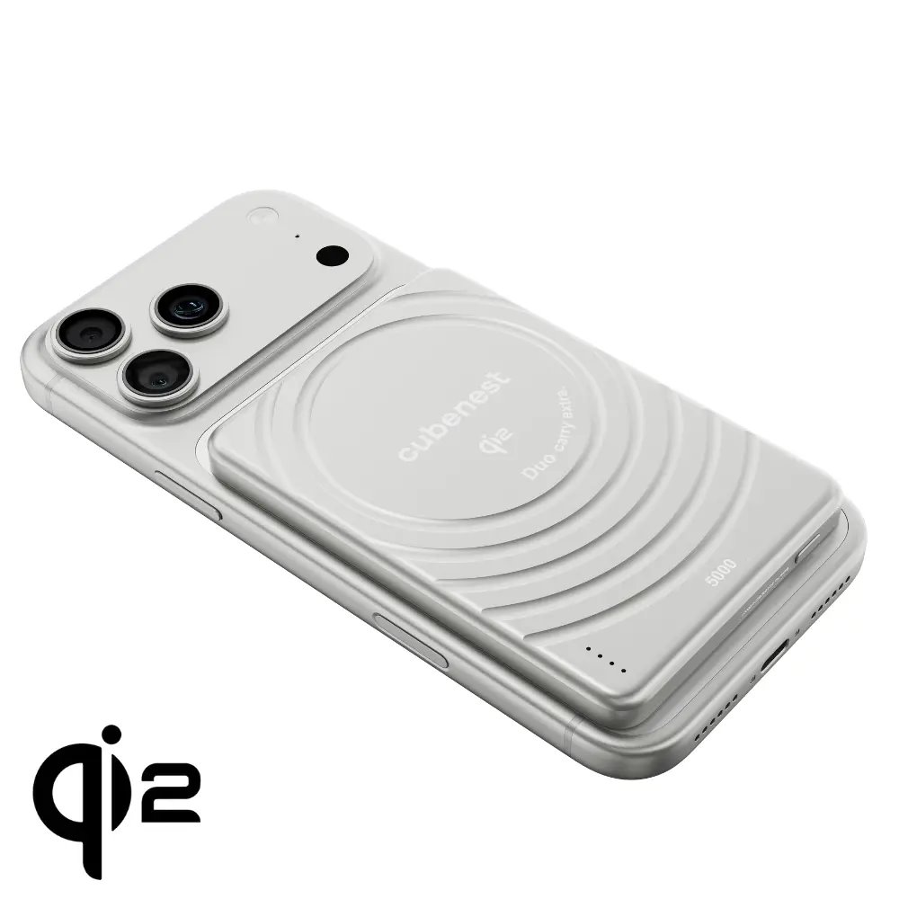 Cubenest Qi2 Magnetická bezdrôtová powerbanka SlimDual 5000 mAh SQ1B3D – strieborná