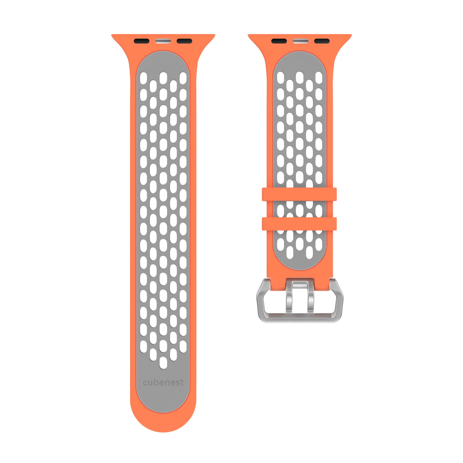 Cubenest Sportovní řemínek na Apple Watch Sport Band ORANGE with Grey(42-49mm)