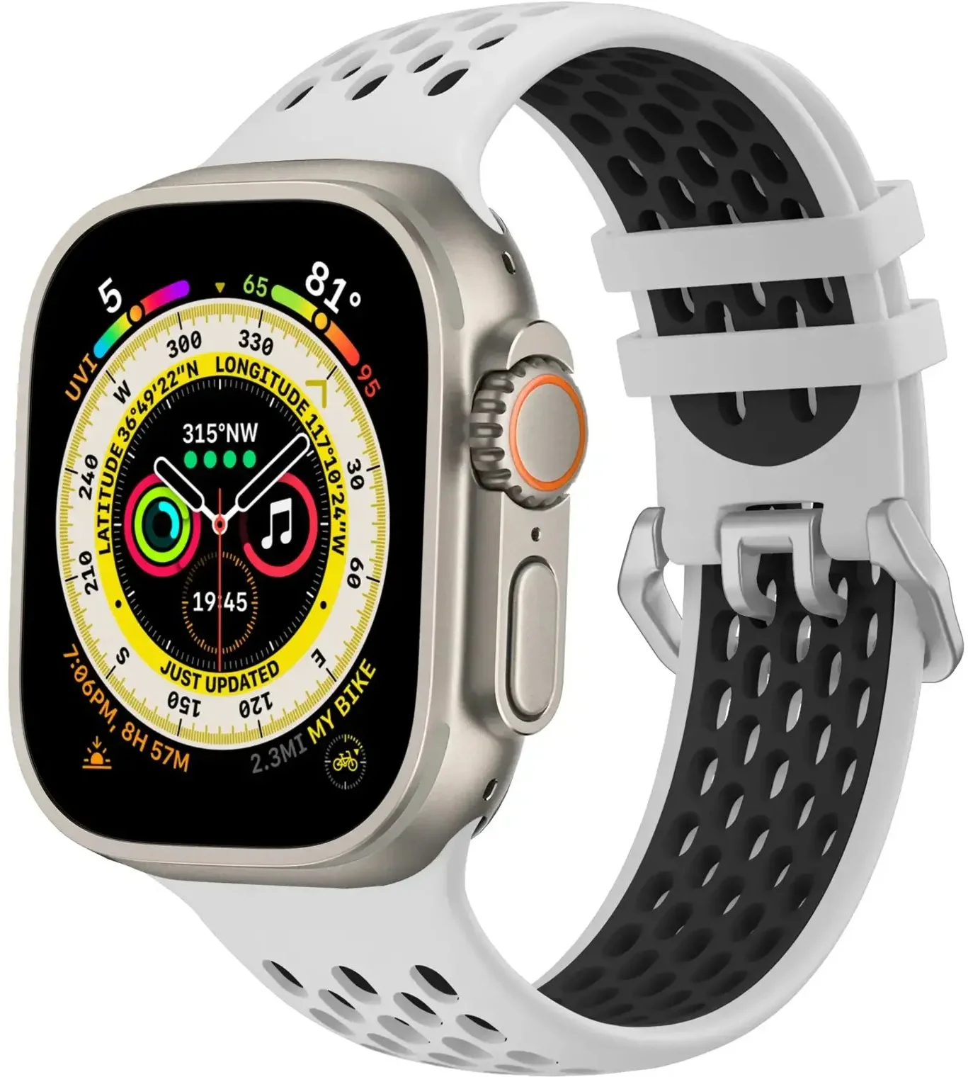 Cubenest Sportovní řemínek na Apple Watch Sport Band WHITE with Black(42-49mm)